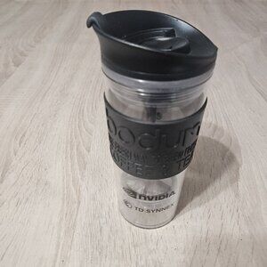 Bodum French Press Coffee Insulated Travel Mug Black Grip Coffee/Tea Euc